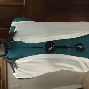 Sheer white button down shirt with leather collar